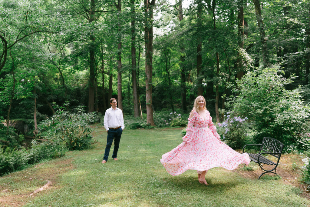 Couple standing in Catorwoolford Gardens